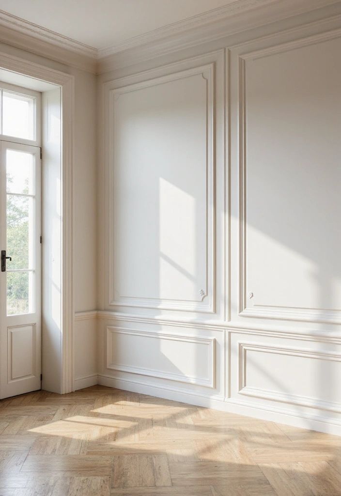 Ambiente classico com paredes em boiserie e piso madeirado