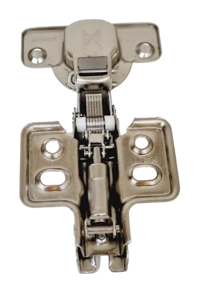 Dobradiça com amortecedores vista por dentro com pistão e mecanismo de amortecimento