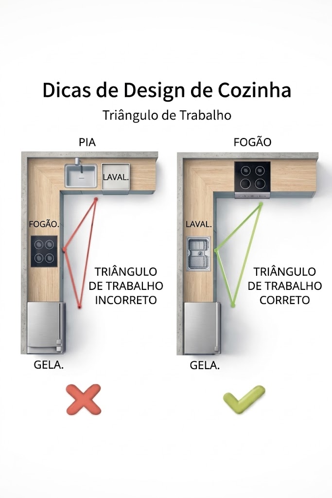 triangulo de trabalho demonstrado errado e correto em imagem esquematica da planta